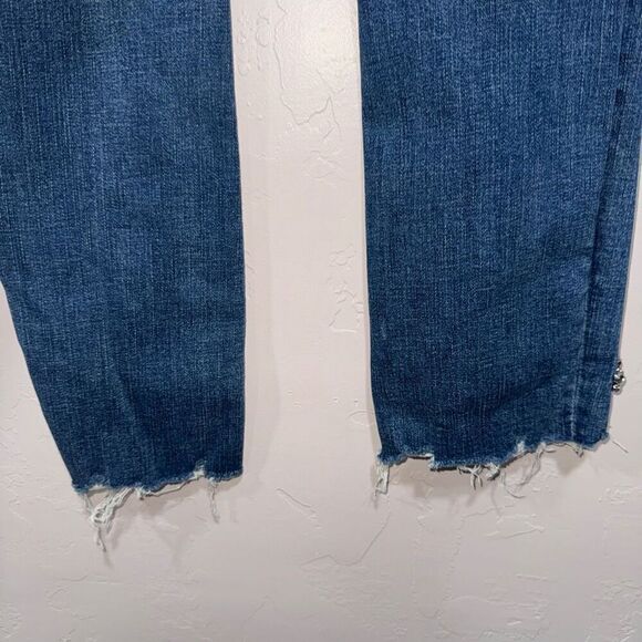 Blank NYC Crop Girlfriend Jeans with gem stone designs - Picture 5 of 7